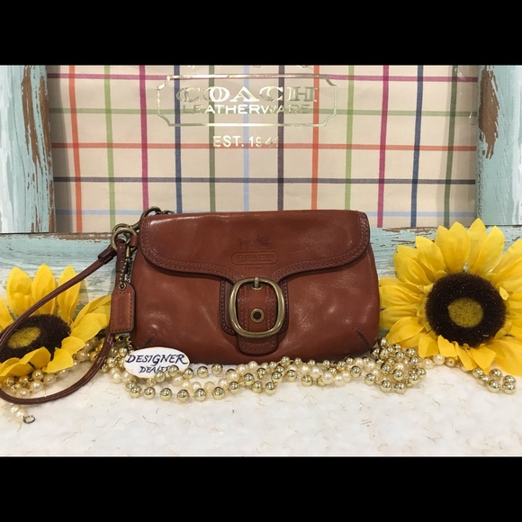 Coach Handbags - COACH Bleecker Flap British Tan Leather Wristlet